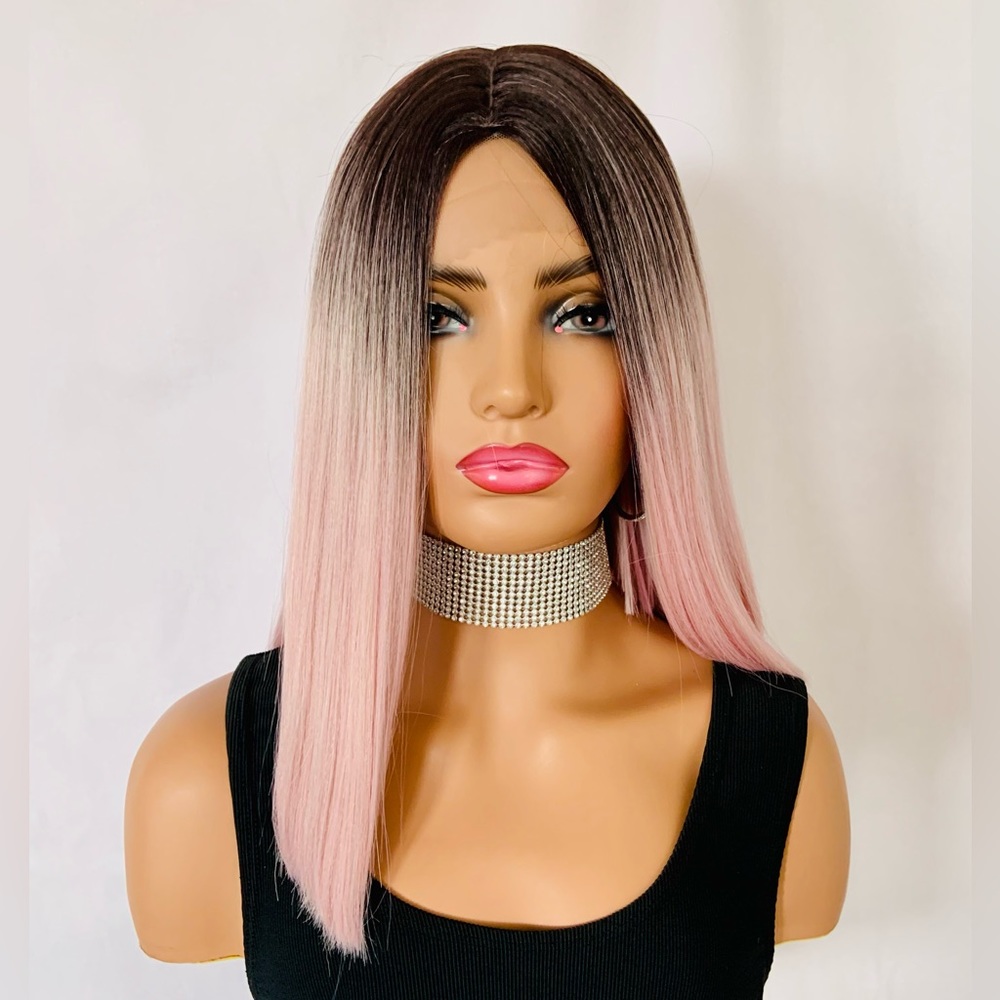 Very Pretty 16” Ombre Pearl Pink Premium Fiber Lace Front Wig